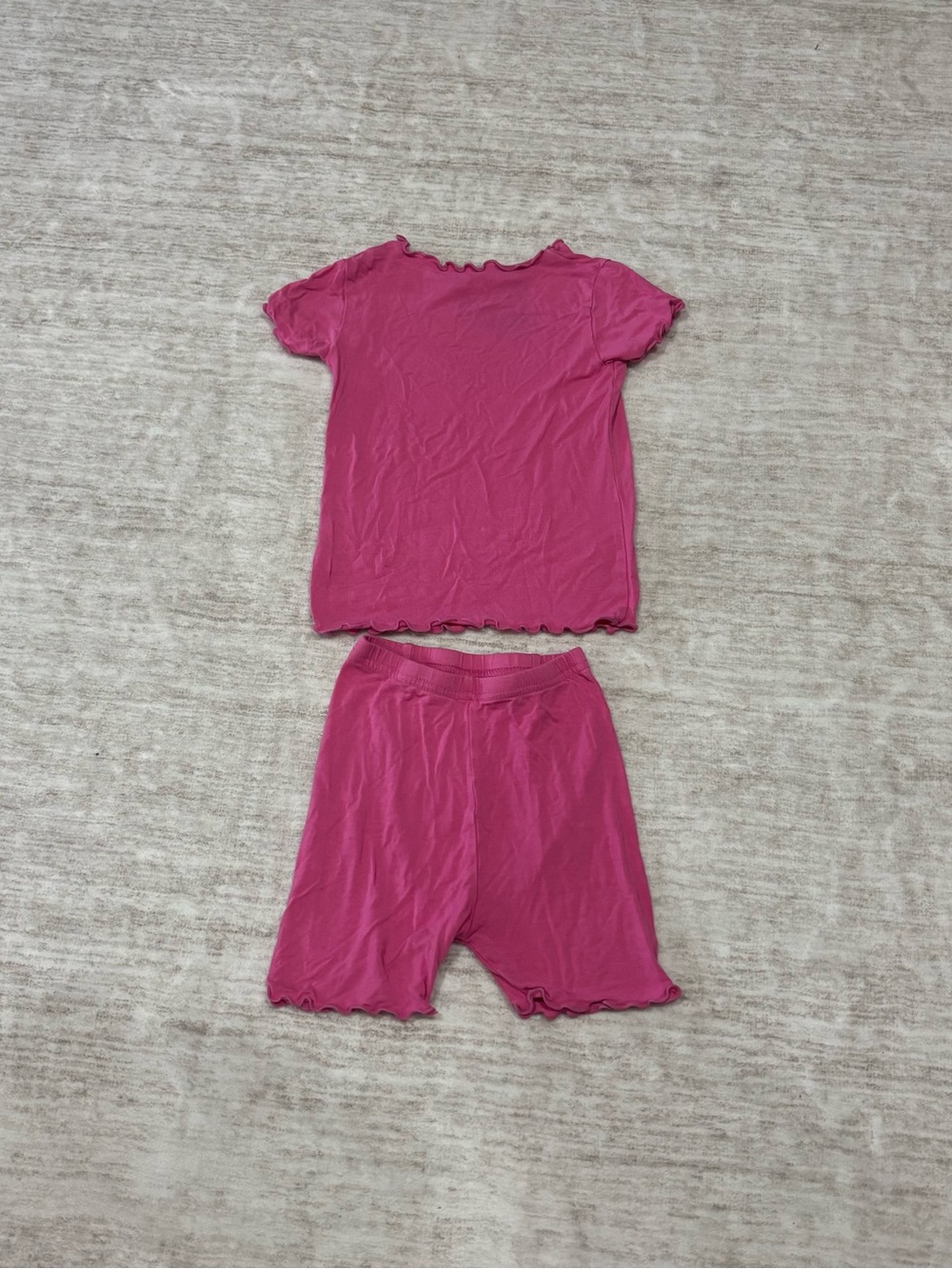 Pink Lettuce-Edge Tee & Bike Shorts Set